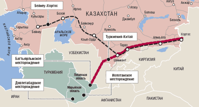 Азиатский газопровод (красная линия на карте)